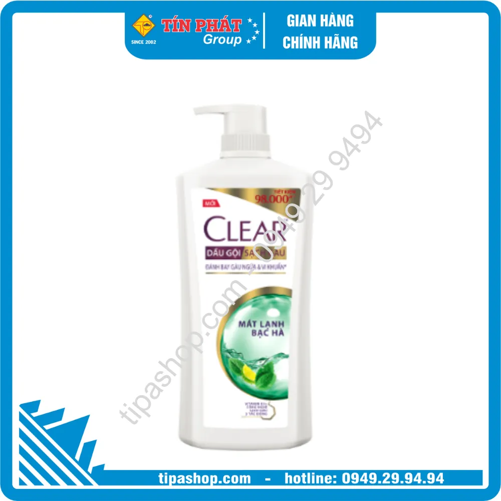 Dầu gội Sạch Gàu Clear Mát lạnh bạc hà 880g
